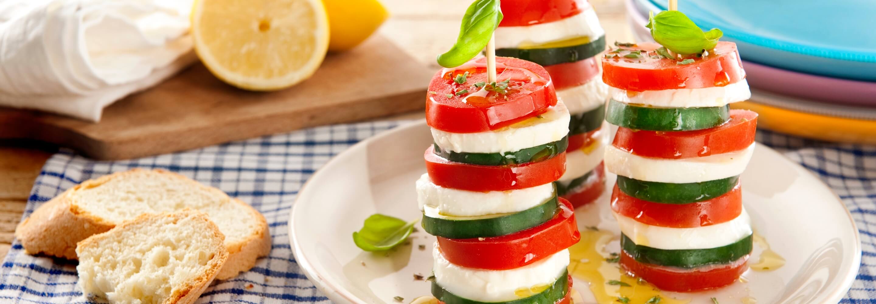 Tourelles de caprese au concombre