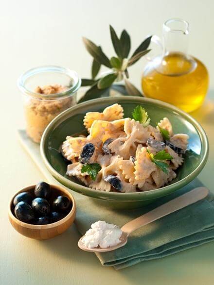 Pâtes Ricotta et aubergines aux olives noires