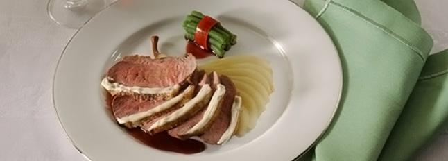 Magret de canard glacé aux poires