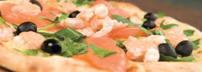 Pizza au saumon et aux crevettes