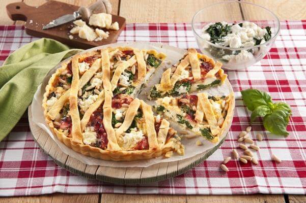 Quiche mit Ricotta, Spinat und Schinken