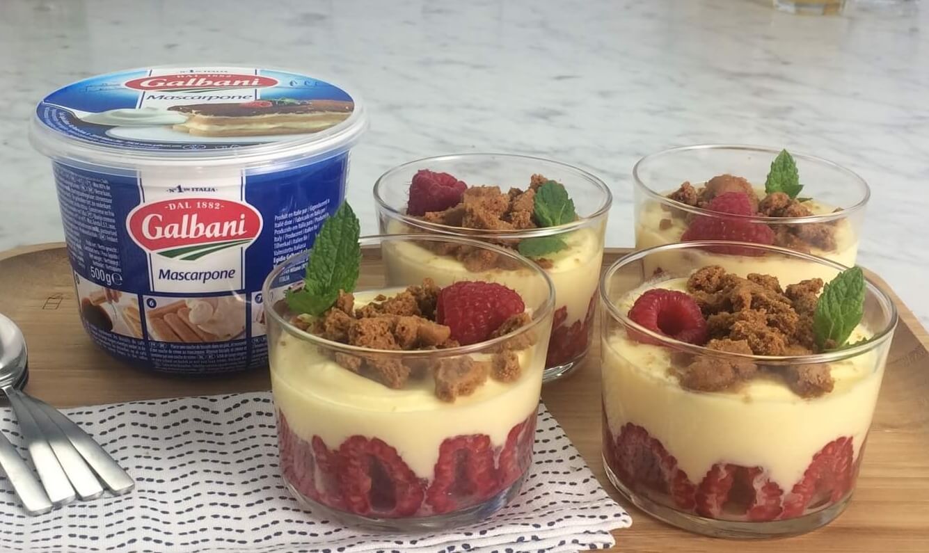 Recette | Verrines de crème de mascarpone aux framboises et aux ...