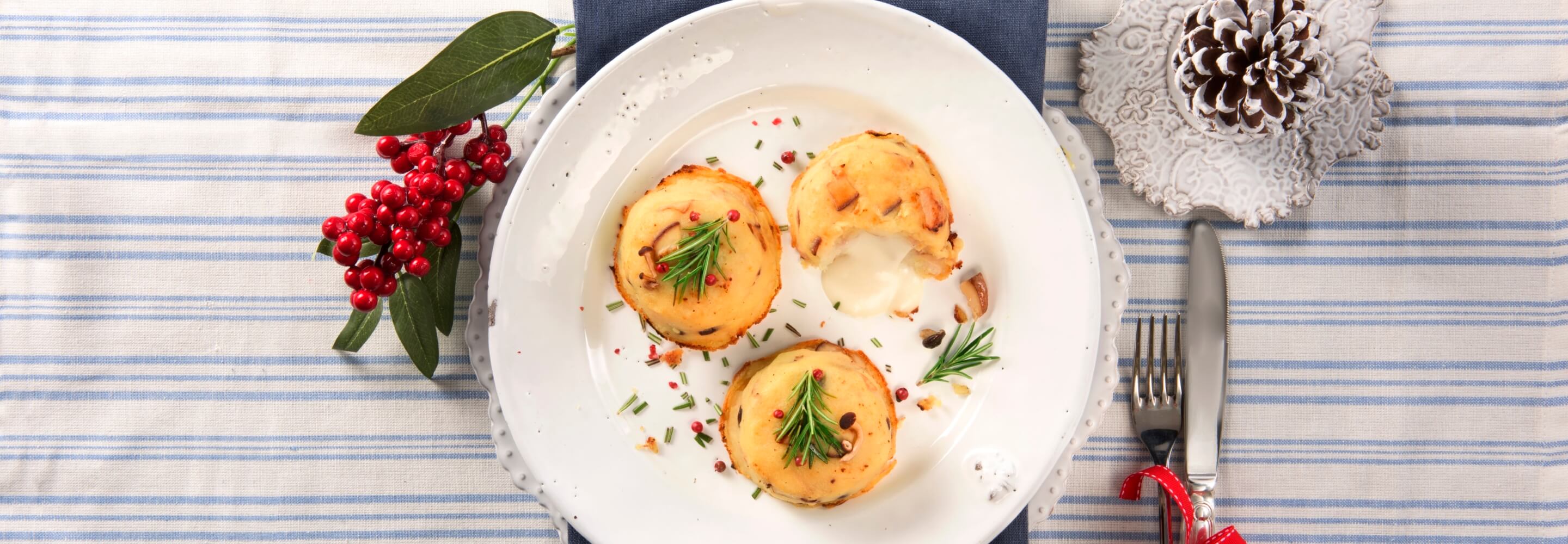 Tians de pommes de terre et champignons au coeur de mozzarella