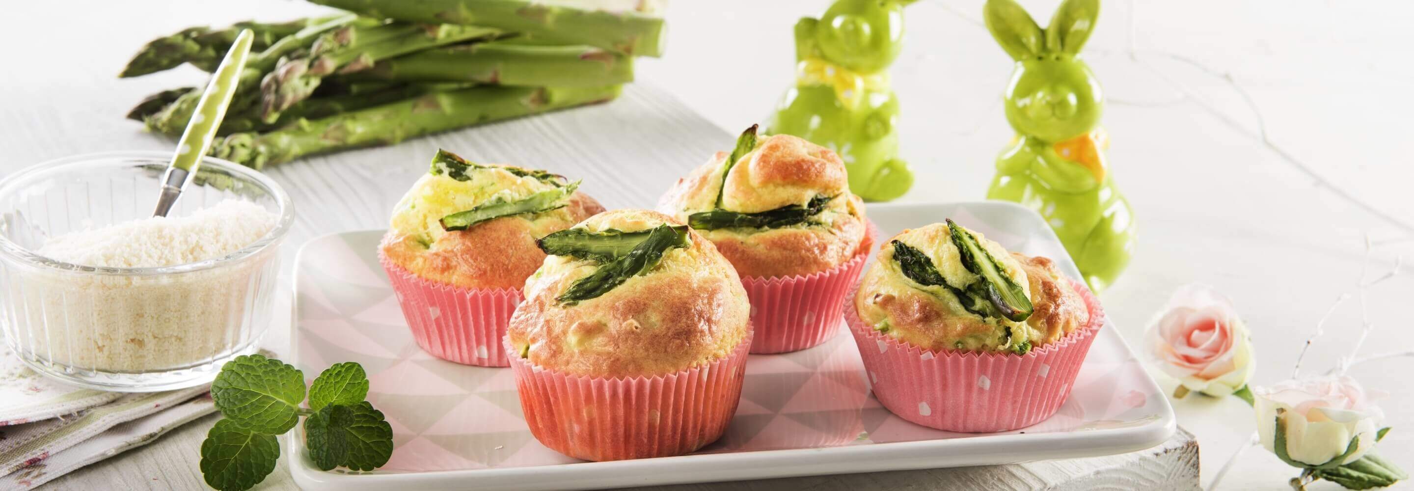 Muffin salati alla ricotta con asparagi e menta