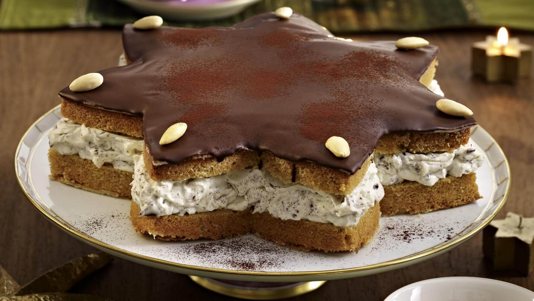Recette Gateau Etoile A La Pate D Amande Et Au Mascarpone Tiramisu Galbani
