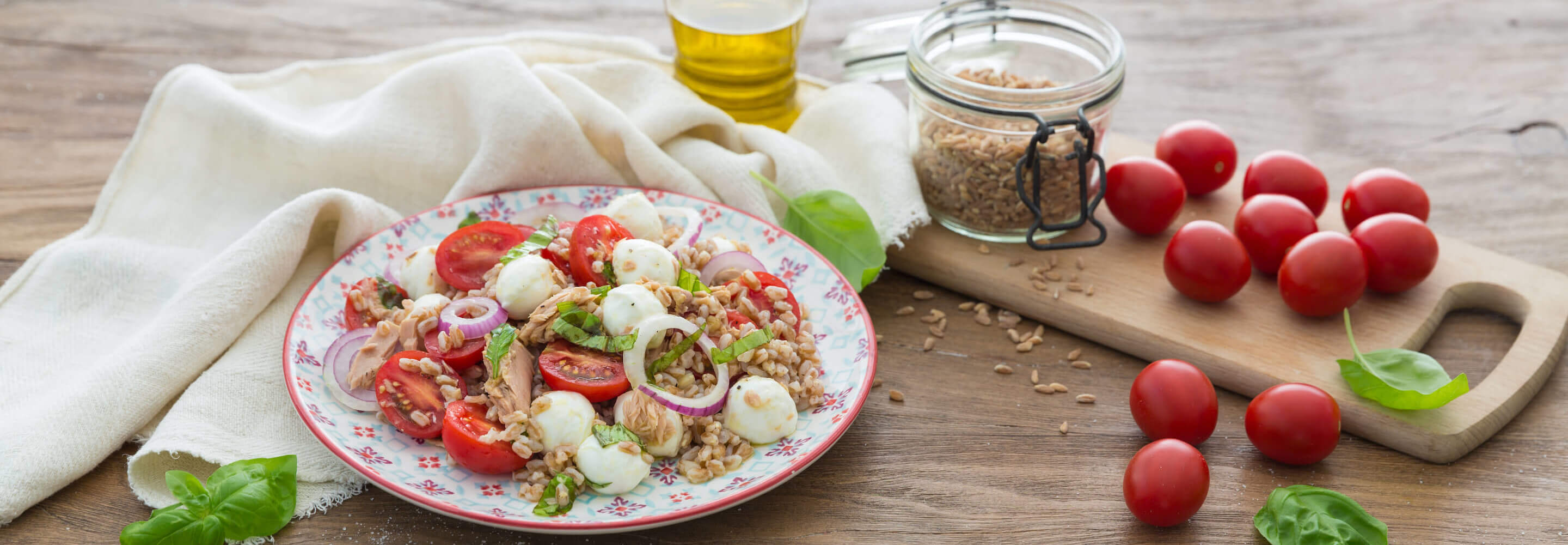 Dinkelsalat mit Thunfisch mit Mozzarella Mini