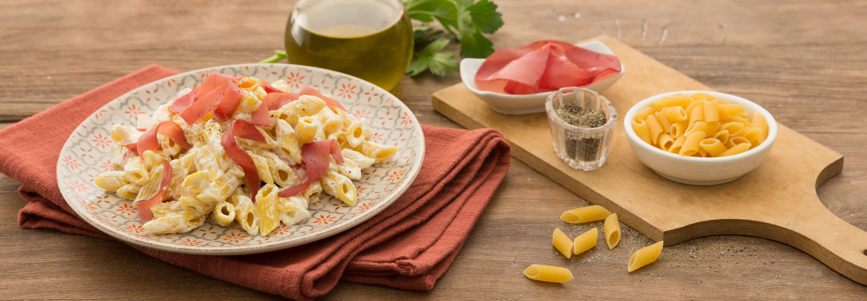 Pasta mit Ricotta und Bresaola