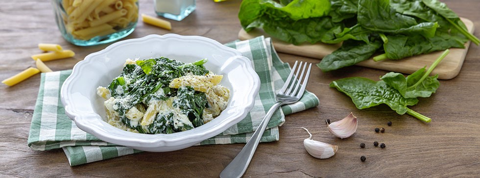 Pasta mit Ricotta und Spinat