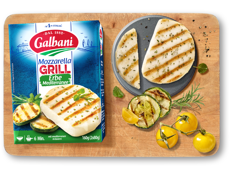 Galbani Mozzarella Grill mit mediterranen Kräutern, 2x80g in situ