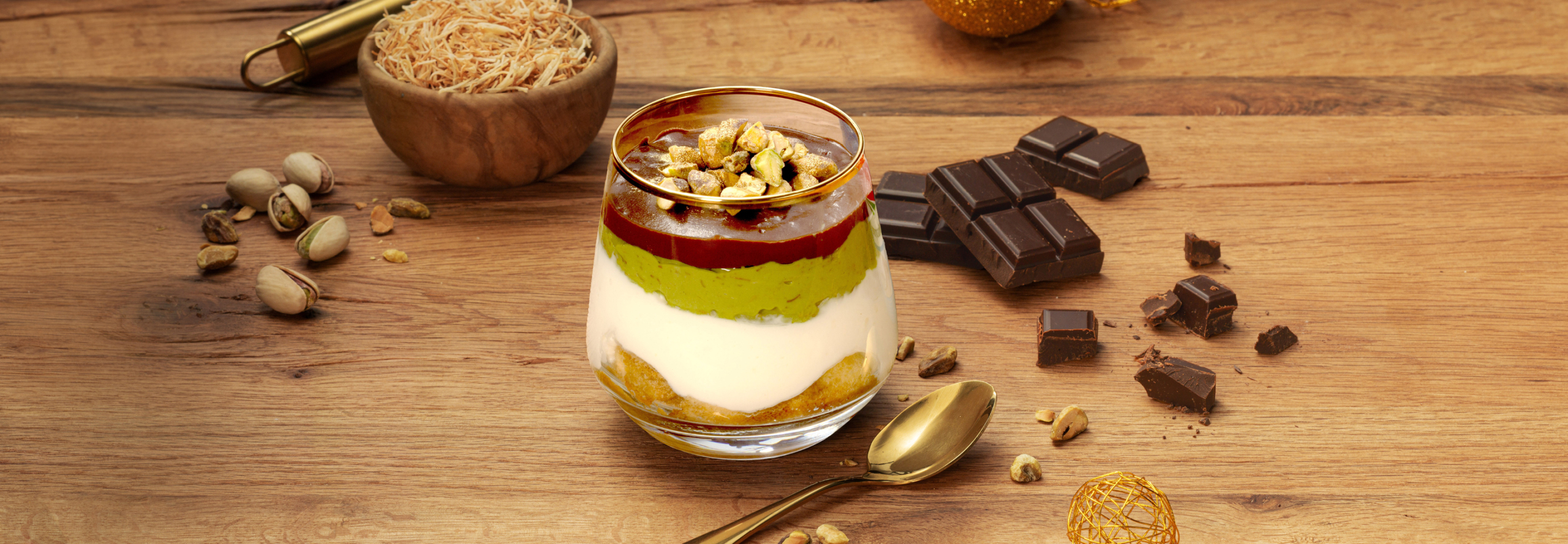 Tiramisù avec chocolat de Dubaï et pistaches